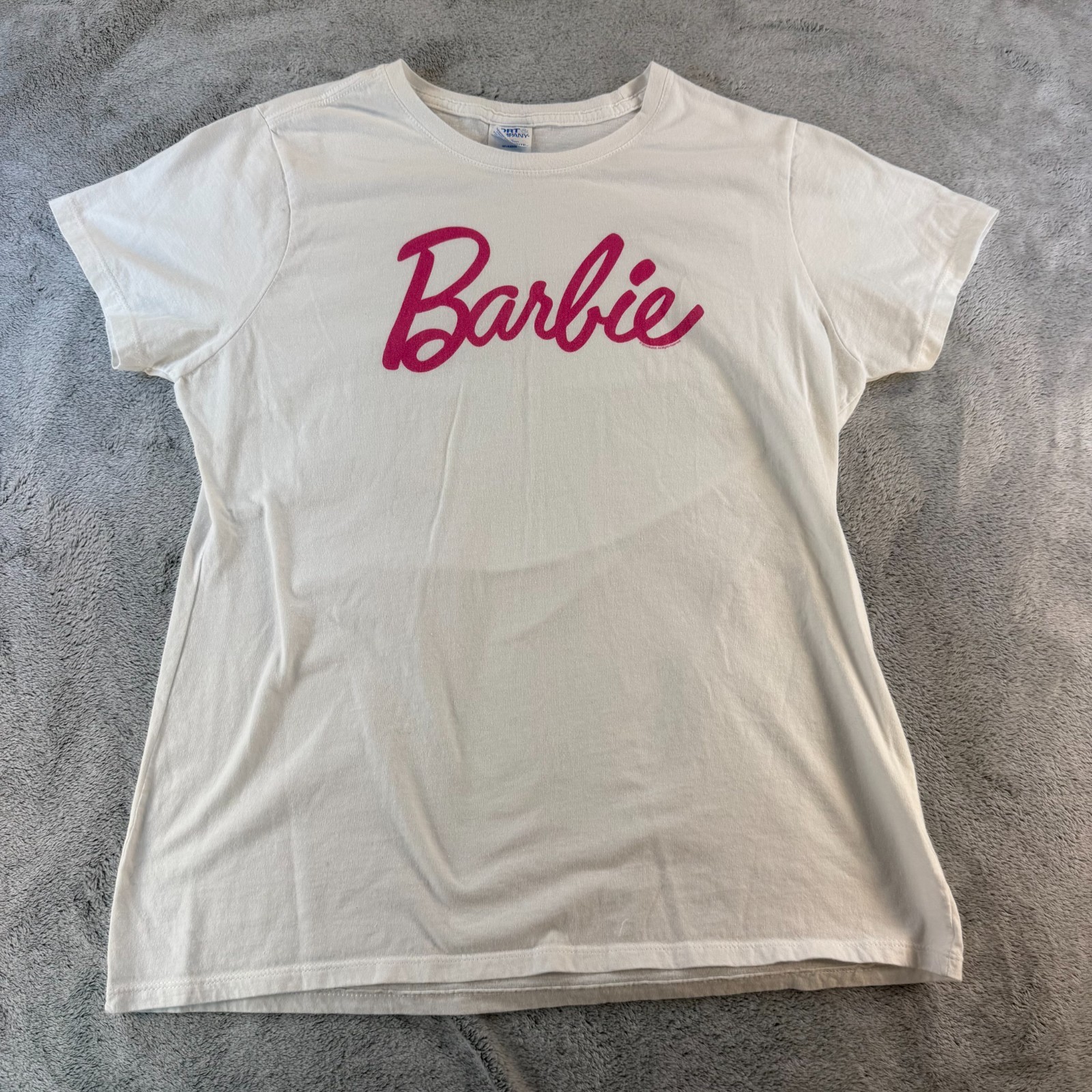 Barbie Graphic T Shirt Womens Large Pink Logo White Cotton Tee