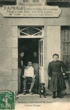 MARCILLY EN VILLETTE Curieuse enseigne Taphalot Perruquier Potage toute heure
