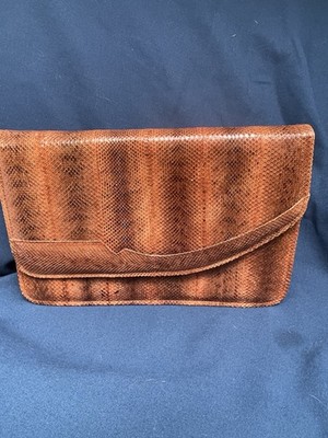 House of Reptile Genuine Reptile Skin Clutch /Shoulder Bag Floral Patching