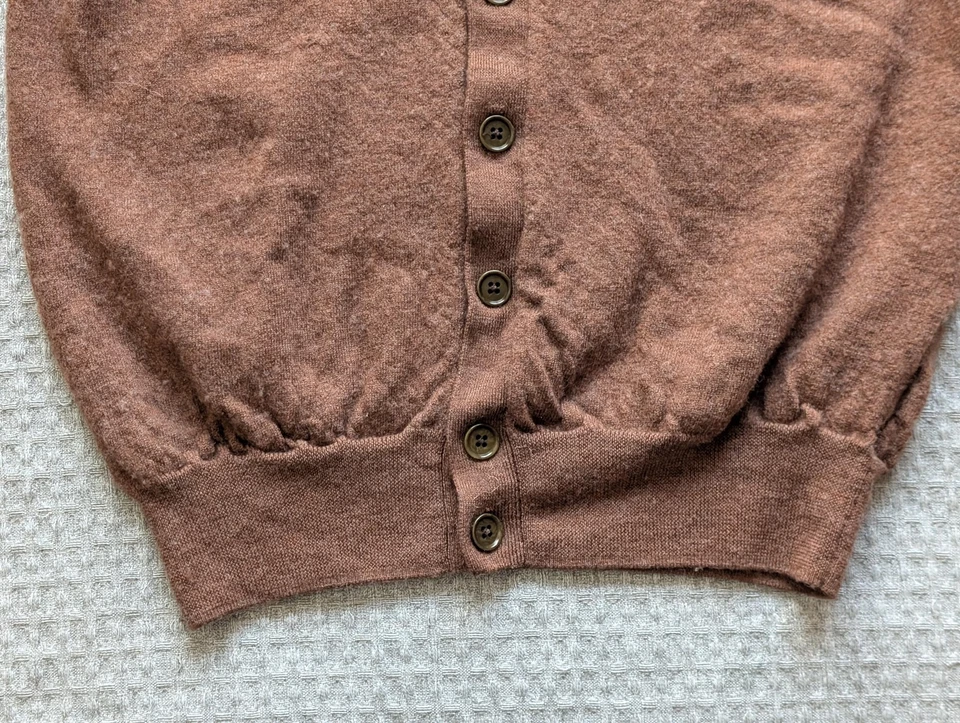 Peter Millar Suéter Chaleco Para Hombre Mediano Marrón 100% Lana Merino Italiana Tejido Foto 3 de 4