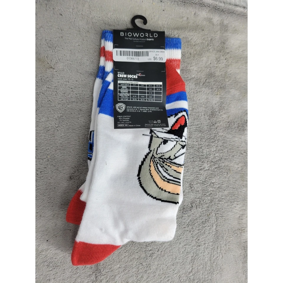 Calcetines Space Jam Tune Squad Crew Warner Bros Bioworld rojo blanco azul para hombre 10-13 Foto 2 de 3