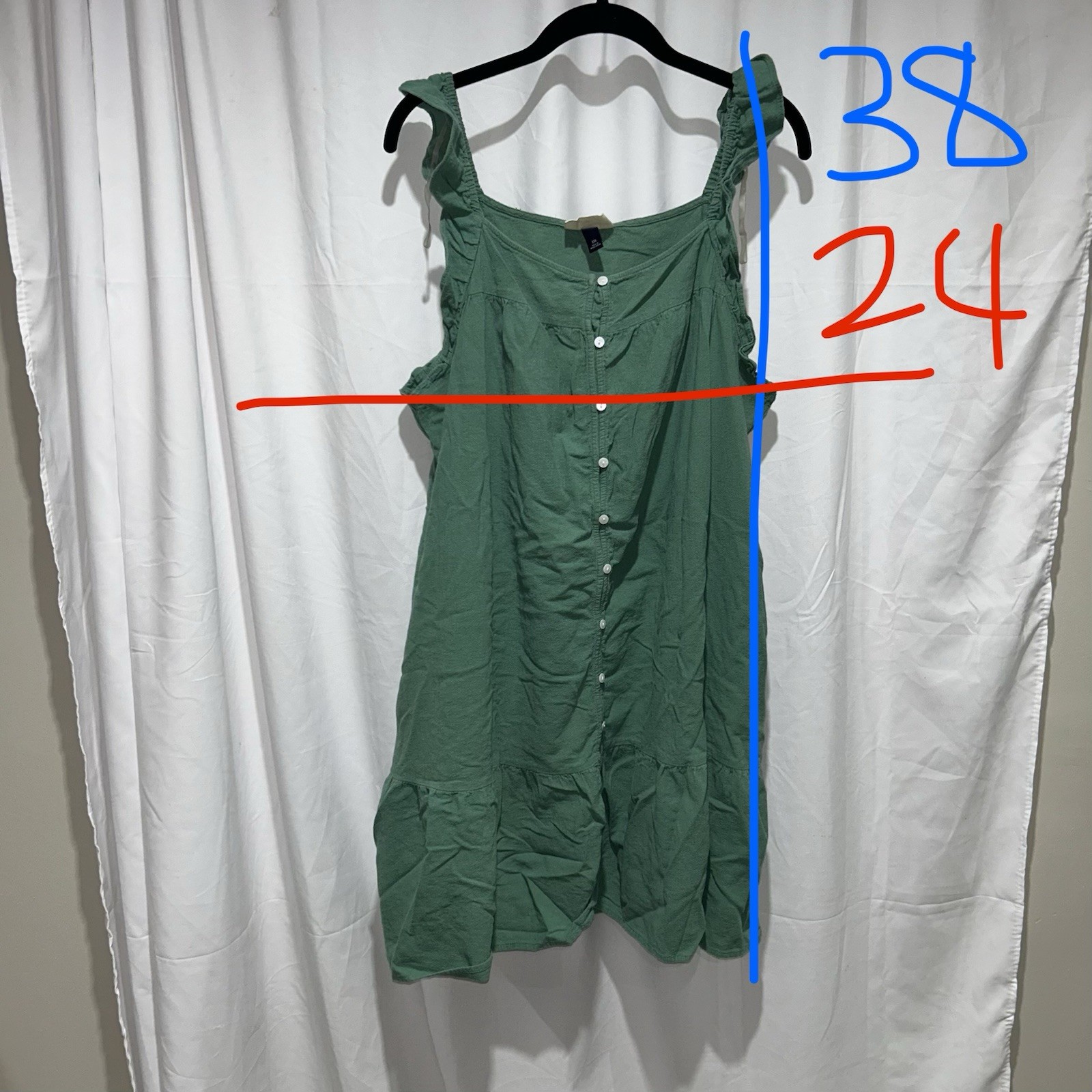 Universal Threads Mini Dress Button Front Green R… - image 2