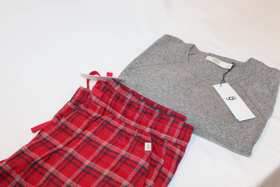 Conjunto de pijama UGG para hombre de mezcla de algodón gris y rojo manga larga y pantalón talla XL Foto 4 de 4