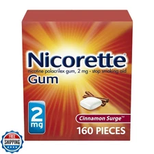 Nicorette 2 mg Nicotine Gum to Help Stop Smoking - Cinnamon Surge Flavored St