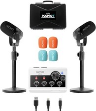 Portable Podcast Equipment Bundle for iPhone/Android Phones- Podcast Kit with Au