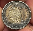 1876 Seated Liberty Dime 10c Centennial Date US Silver Coin