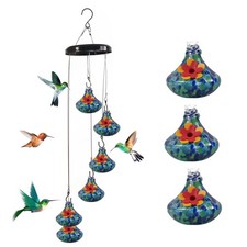 2024 New Charming Windchimes Hummingbird Feeders, Unique Hand Blown Glass Hum...