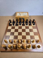 Hand Carved Chess Set # 253 Weighted Felted - France - W/ Wood Chess Board
