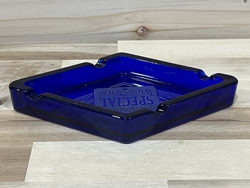 Awesome Vintage Camel Special Lights Blue Glass Diamond Ashtray - Picture 3 of 5