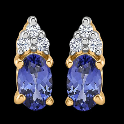 Zierliche AAA Tansanit & Labor Diamant 18k Gold Vermeil Ohrstecker, wunderschön!