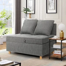 4-IN-1 Convertible Sofa Couch Linen Loveseat Sofa Bed with 6 Adjustable Backrest