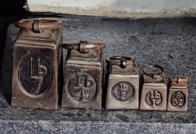 Vintage GPO Cast Iron Scale Weights, Lot Of 5, British General Post Office 