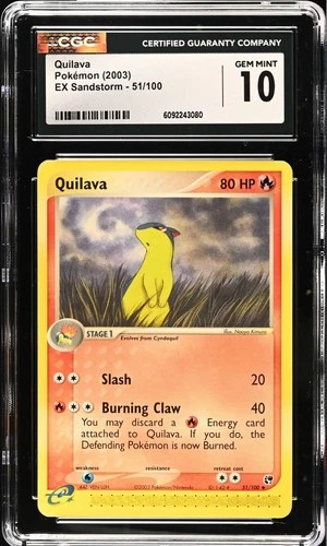 CGC 10 GEM MINT Quilava 51/100 EX Sandstorm Vintage 2003 Pokemon E Reader Card