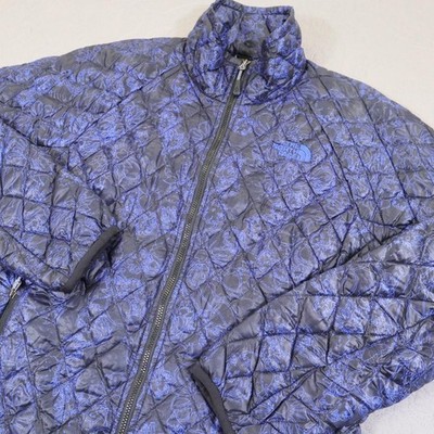 North Face ThermoBall Jacket Womens Small Purple Floral Quilted Packable Zip