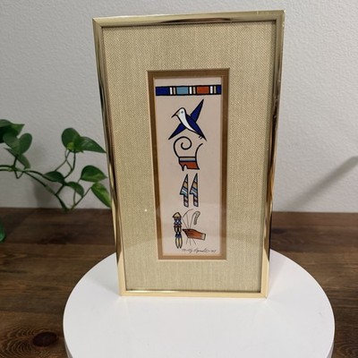 Original Acrylic Painting Hieroglyph Molly Legend Artist Signed 1984
