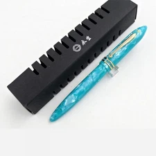 Light Blue Wing Sung 626 Gold Dot Celluloid Fountain Pen Fine Nib 0.5mm Writing