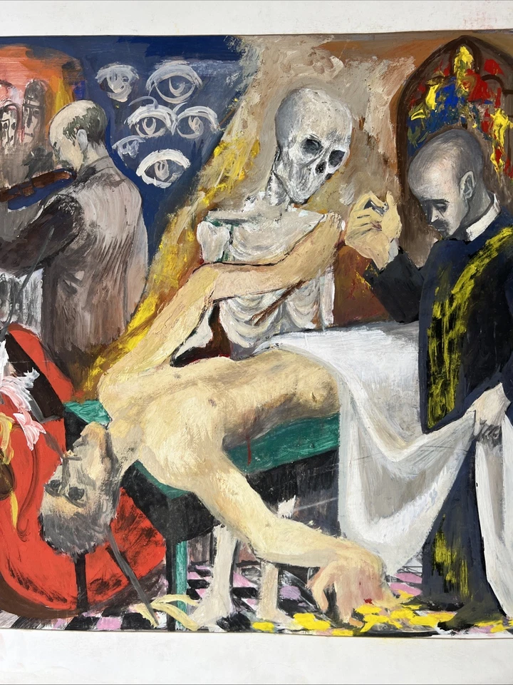 Gay Youse, Listed Woman 1940s 1950s WPA Era MCM Multi-Figure Mural Gouache Study - Image 4 of 4