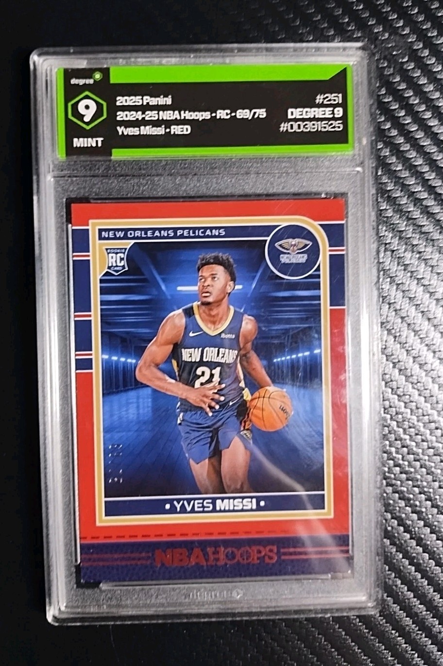 2024-25 Panini HOOPS 🏀 Yves Missi RC #251 RED 69/75 Degree Graded 9 MINT 🔥