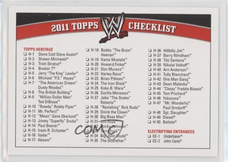 2011 Topps WWE Checklists Checklist #C2 md3