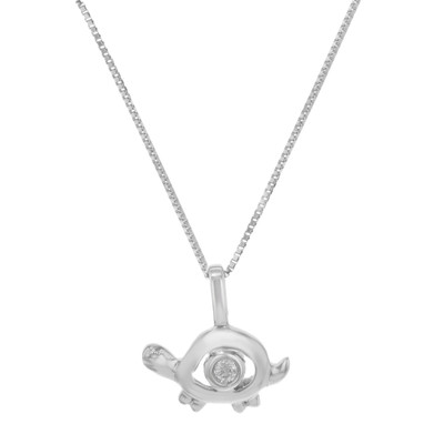 Bliss by Damiani 18K White Gold Diamond Turtle Pendant Necklace  0.02cttw
