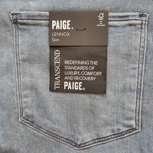 Pantalones de mezclilla Paige Lennox Transcend ajustados en lavado Timlin para hombre talla 32 - Imagen 3 de 7