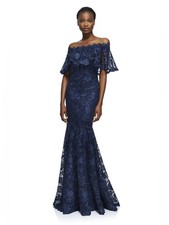 Tadashi Shoji Laurent Mermaid Gown Navy Lace Size 18 NWT Showstopper