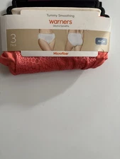 Warners Women’s Tummy Smoothing Hi-Cut Panties (3) Pack NWT SZ S (4-6) Microfibe