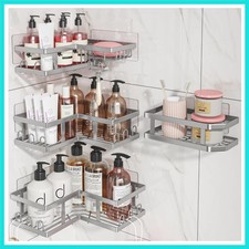 4-Pack Adhesive Corner Shower Caddy with Soap Holder, No Drilling Wall Mounte...