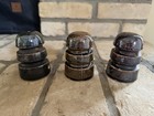 Three - Vintage 3.2" Brown Porcelain Ceramic Insulators Double Grooved -Used — photo 2