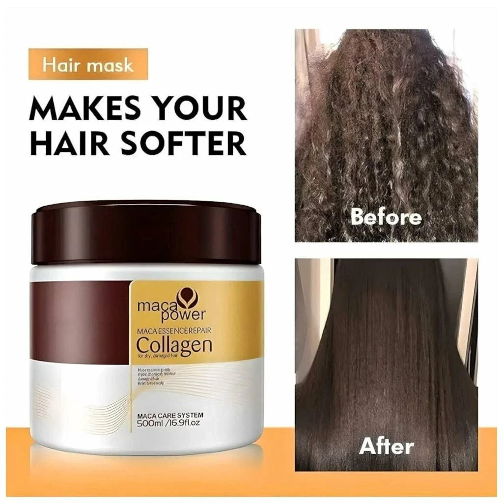 Collagen Maca Essence Repair Hair Treatment 500ml Repair Dry Damaged Treated Hai