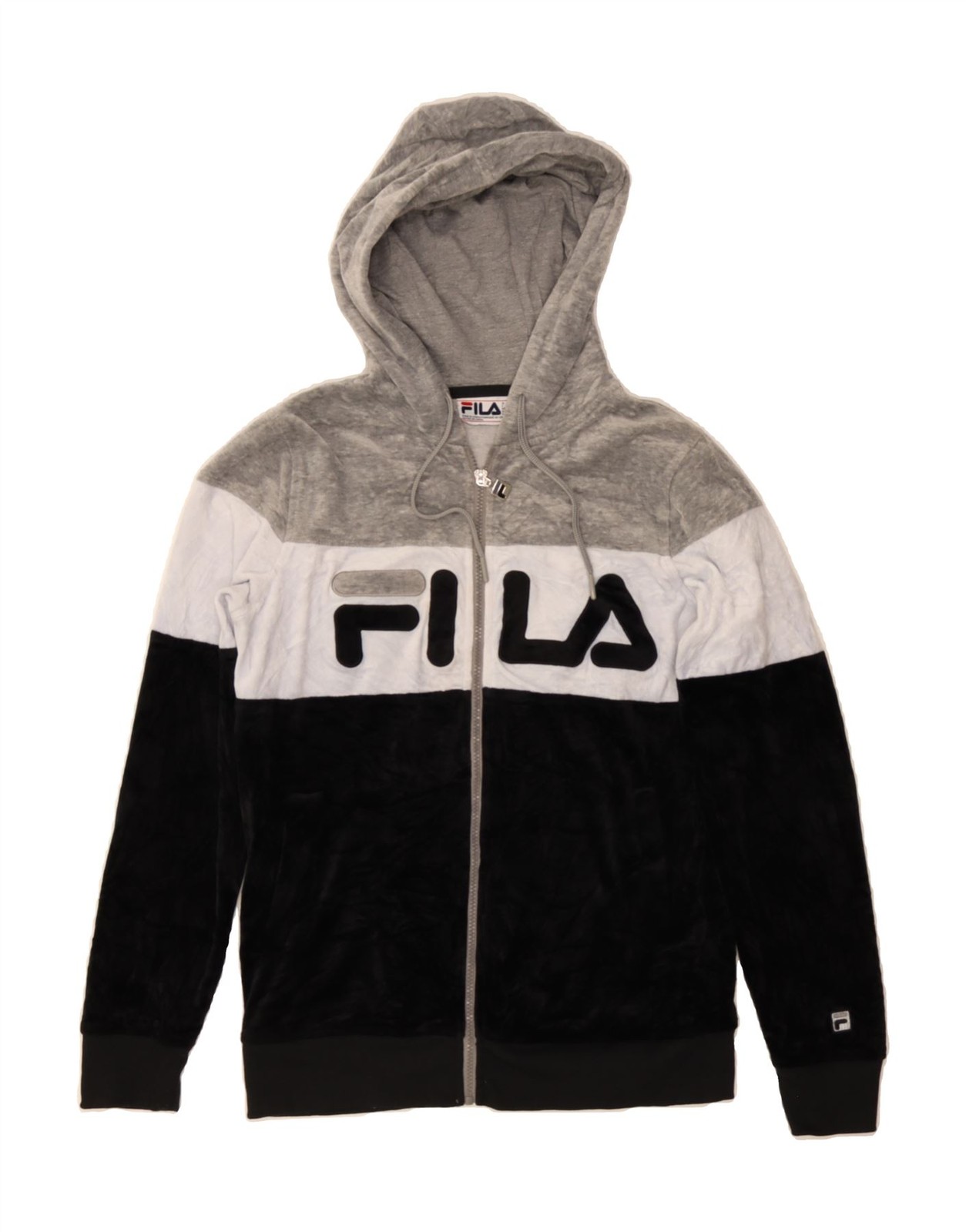 FILA Felpa donna grafica con cappuccio e zip UK 14 media multicolore CH03