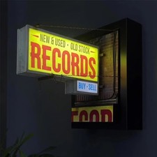 Retro Record Store Wall Light Yellow Music Sign Home Decor