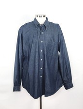 Nautica Dark Blue 100 Cotton Button Front Shirt Men's Size XL