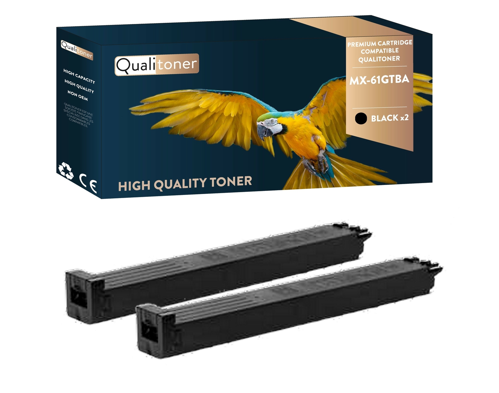 Toner SHARP MX61GTBA Noir x2 QUALITONER idéal pour le secrétariat et les rapports d'activité