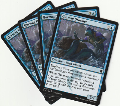   4 MAGIC The Gathering GRUMAG DROWNER Blue Creature PLAYSET DTK/EN NM/EX