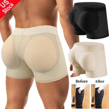 Mens Padded Underwear Briefs Boxers Butt Lifter Hip Enhancer Shorts Pants Shaper