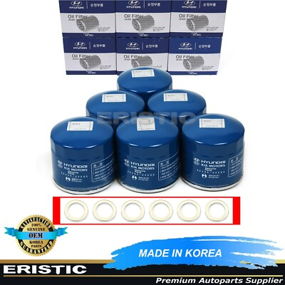 #ad ⭐GENUINE OEM⭐ Oil Filters w Washers 6PACK for Genesis Hyundai Kia 2630035505 $32.99