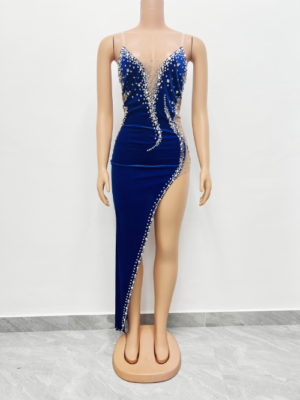 blue velvet dress costume Modern Marvel Velvet Mini Dress In Blue – Impressions Online Boutique main image 1