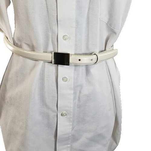 Lauren Ralph Lauren Gold Charm Saffiano White Leather Belt  display picture 2