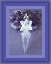 Crystal Quartz Merkaba Dowsing Pendulum, Geometric 3D Crystal MERKABA Pendulum
