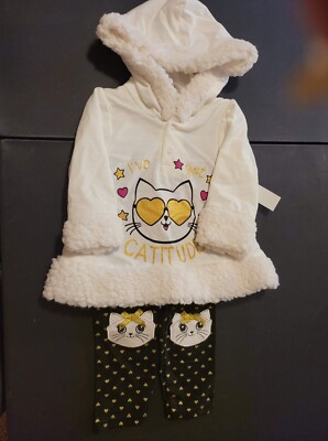Toddler Girls Catitude 2 Piece Outfit Cat Design New with Tags Select Your Size