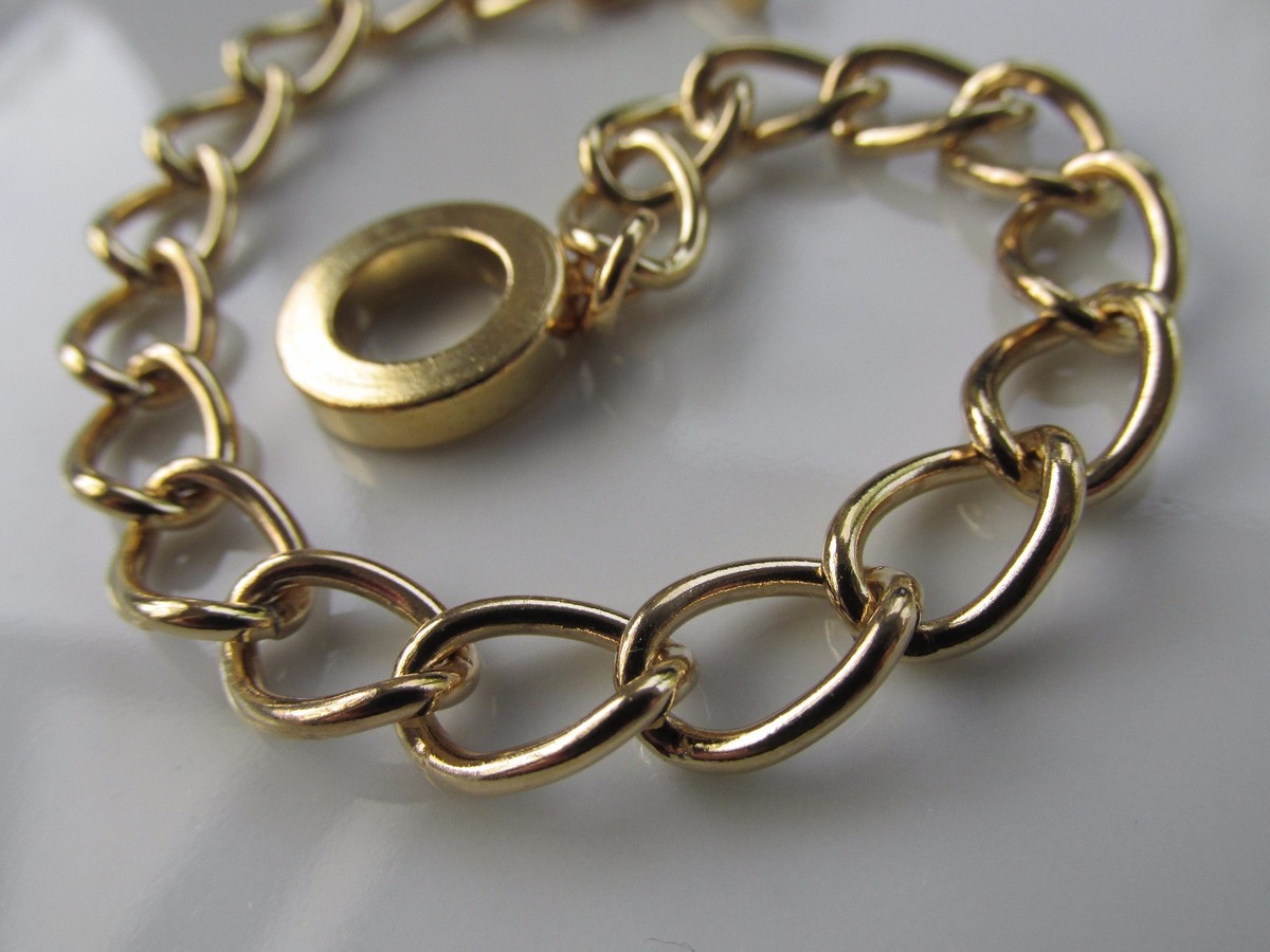 Jewellery Design Gold Plated Blank Charm Chain Bracelet -- Make