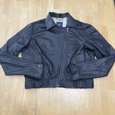 Gryphon Women’s Leather Black Jacket Asymmetrical Zip With Pockets Size Large