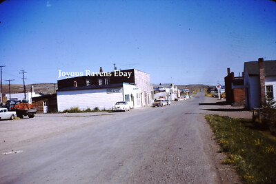 35MM Found Photo Slide Street View Wilsall Montana Amaco Texaco Gas Signs 1950s