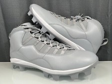 Nike Air Jordan Retro 10 MCS Wolf Grey Baseball Cleats CQ9532-002 Mens 14