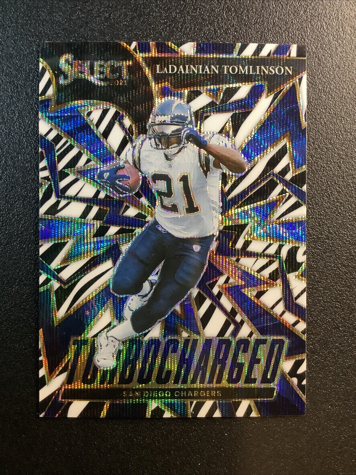 2021 Panini Select Turbocharged LaDainian Tomlinson Zebra San Diego Chargers