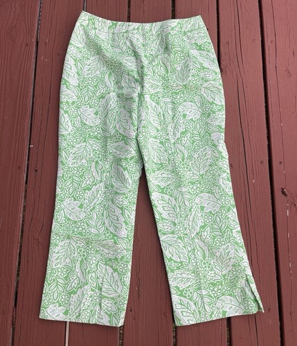Pendleton's Green White Floral Pants Cropped Contemporary Women's Size 10 - Picture 2 of 4