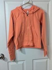 Fabletics Oasis Cropped Hoodie Jacket Women's XS Orange Glow