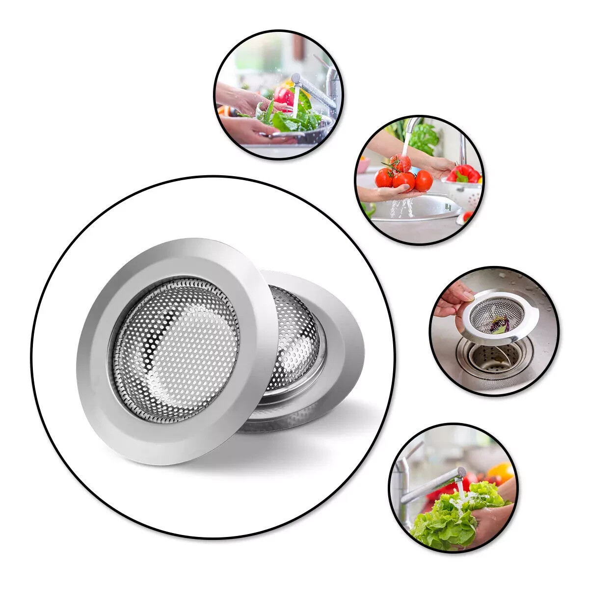 4.5" Stainless Steel Kitchen Bath Sink Strainer Drain Stopper Deep Mesh Filter