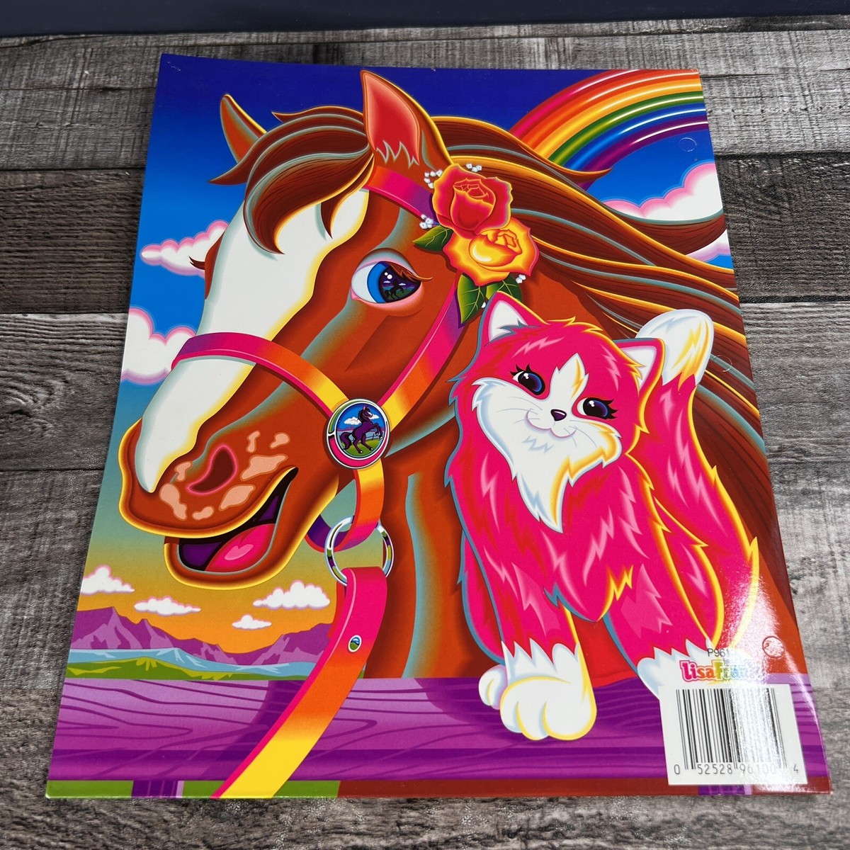 VTG Lisa Frank Rainbow Chaser Folder Colorful Horse & Kitten
